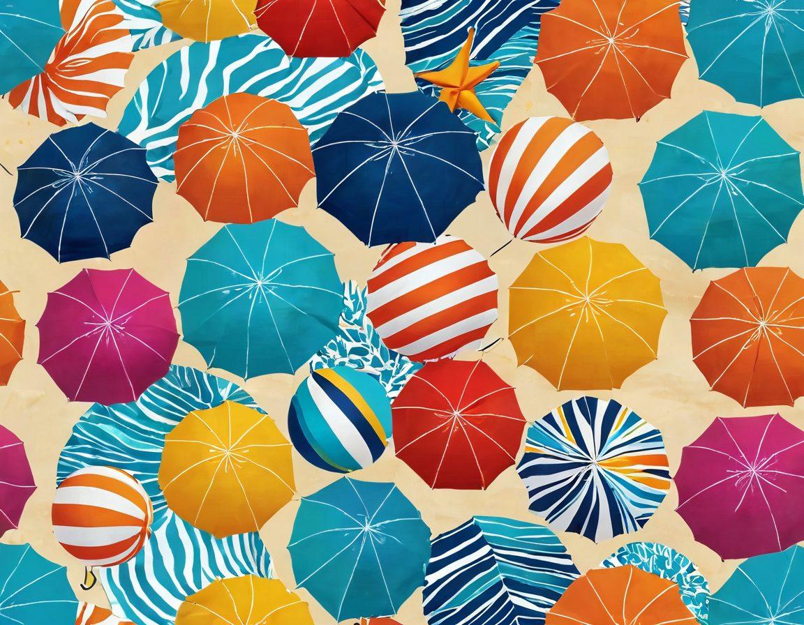 A vibrant beach scene featuring diverse swimwear styles on a sunny day, showcasing fashionable yet functional designs. Include a mix of swimsuits - classic, sporty, and trendy - worn by people of different body types and ethnicities, enjoying beach activities like volleyball and surfboarding. Bright umbrellas, beach balls, and ocean waves in the background to enhance the lively atmosphere. super-realistic. vibrant colors. lively beach setting.